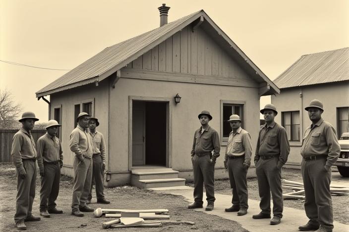 Historisches Foto des ersten Bauprojekts von Feierabend Bau